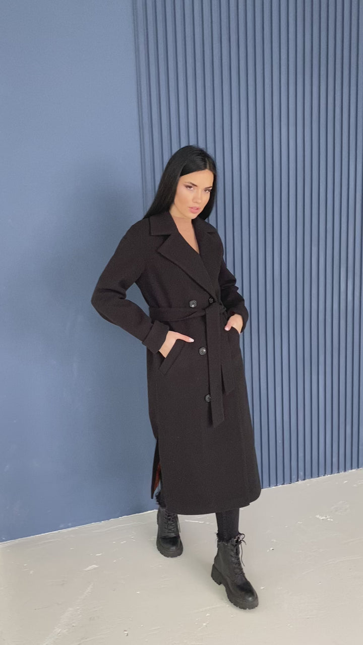 Toronto wool buttoned coat black