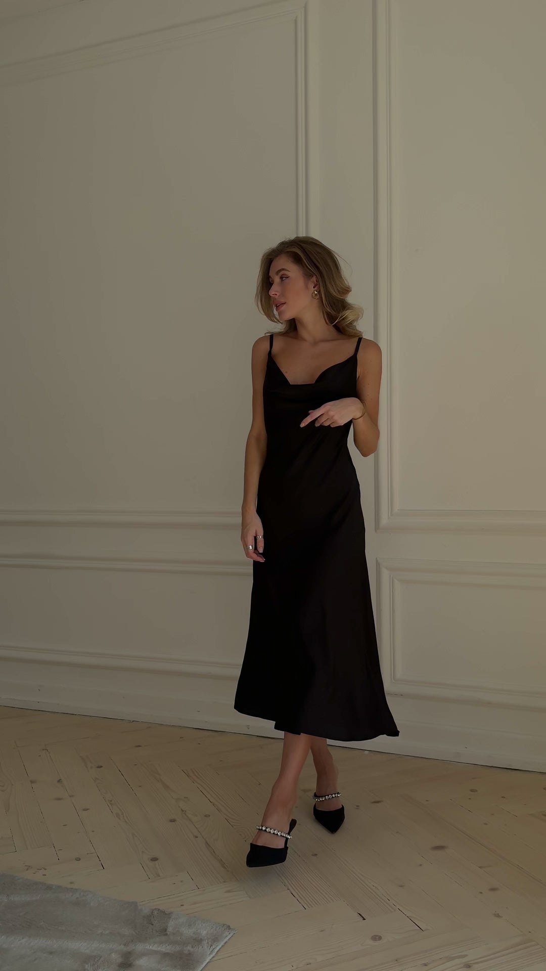 Mary classic Silk Slip Dress Black