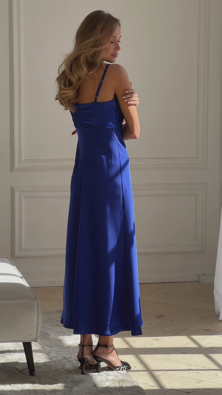 Bogemia Silk Slip Dress Royal Blue