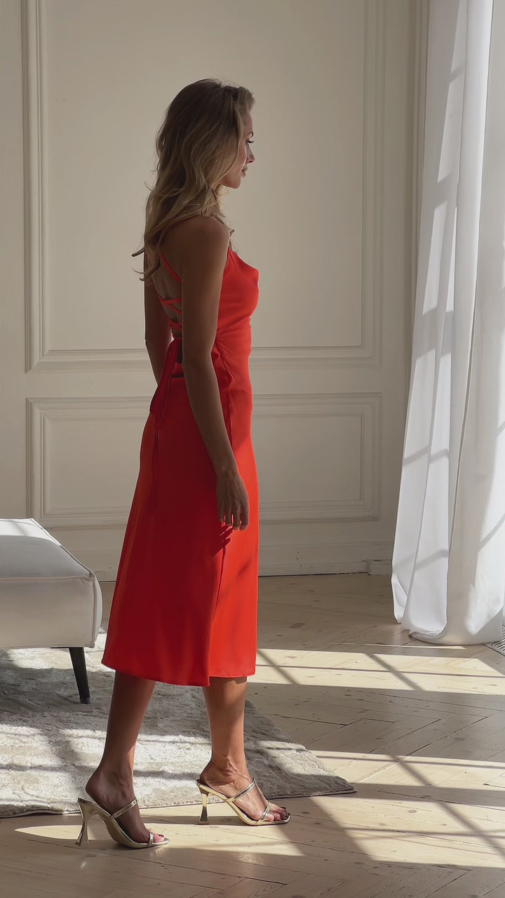 Ninel silk slip dress Orange