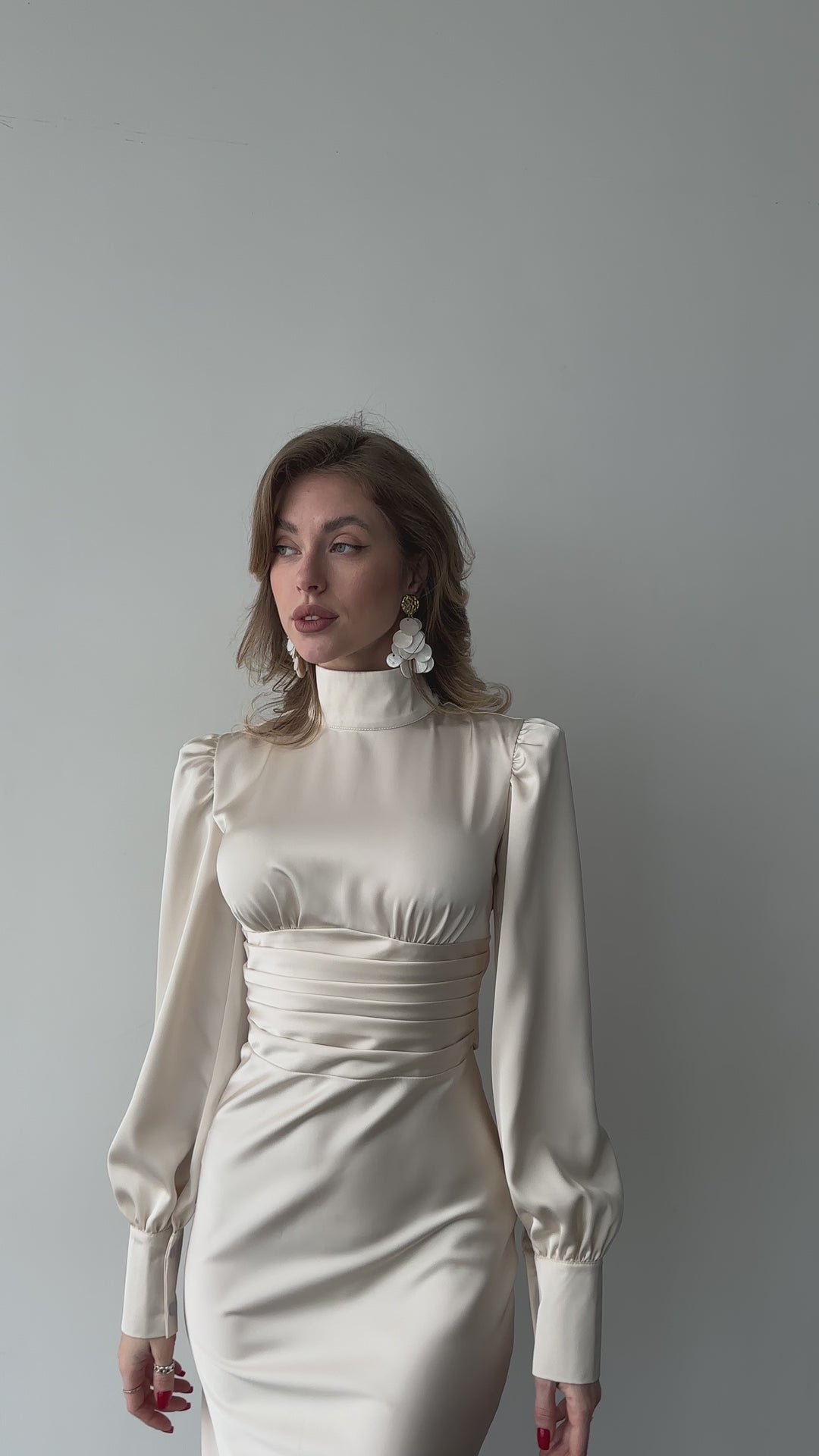 Raya Silk Open Back Dress Ivory