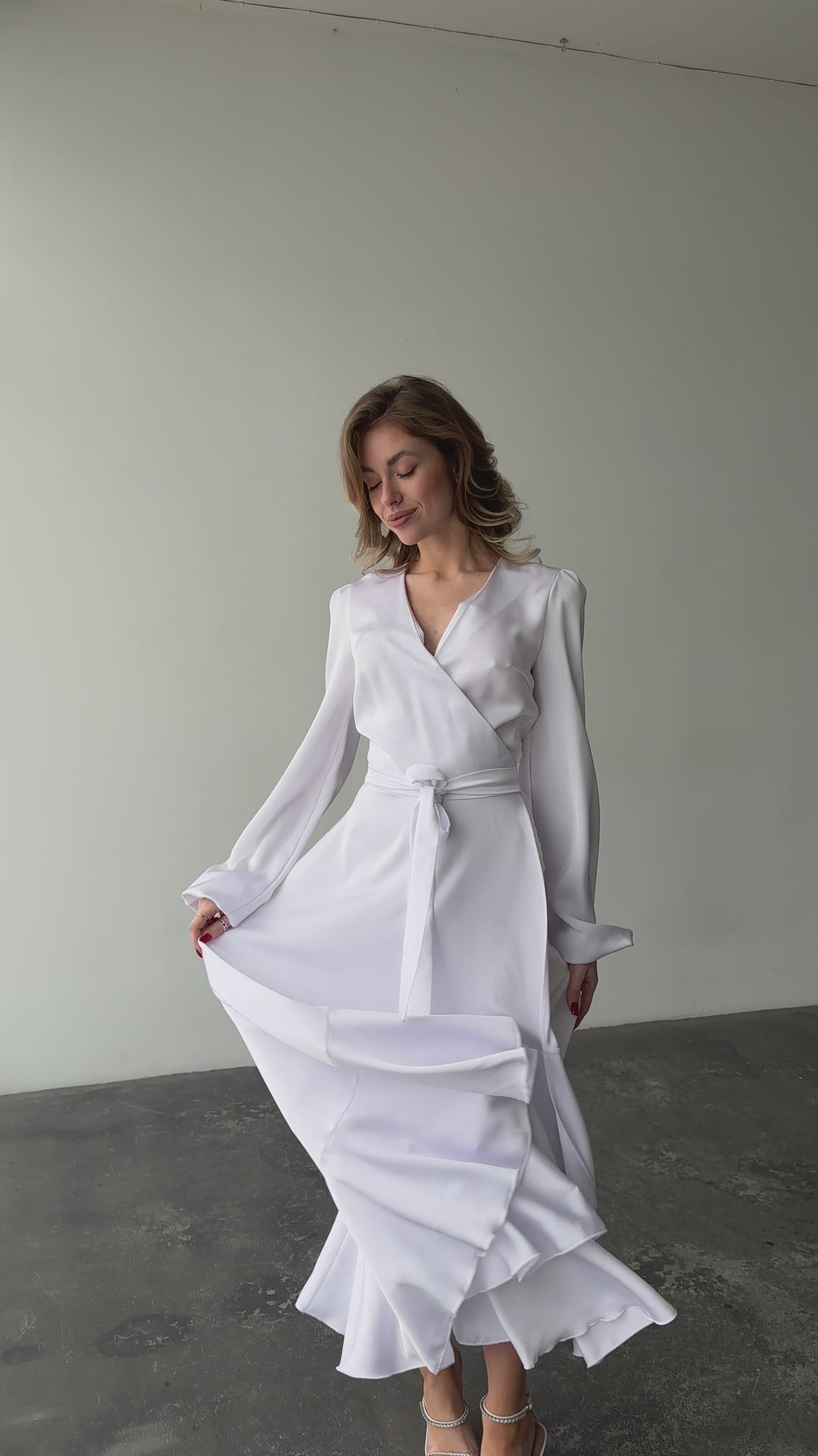 Bella Silk Wrap Dress White