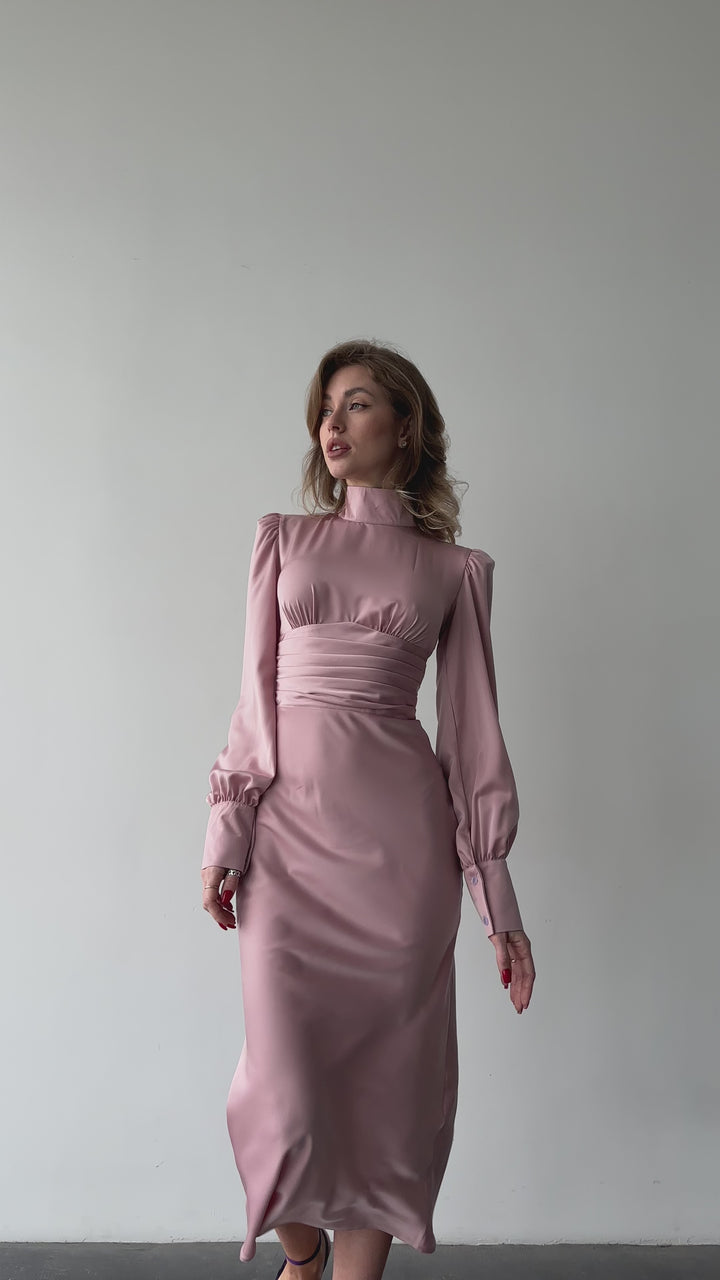 Raya Silk Open Back Dress Dusty Pink