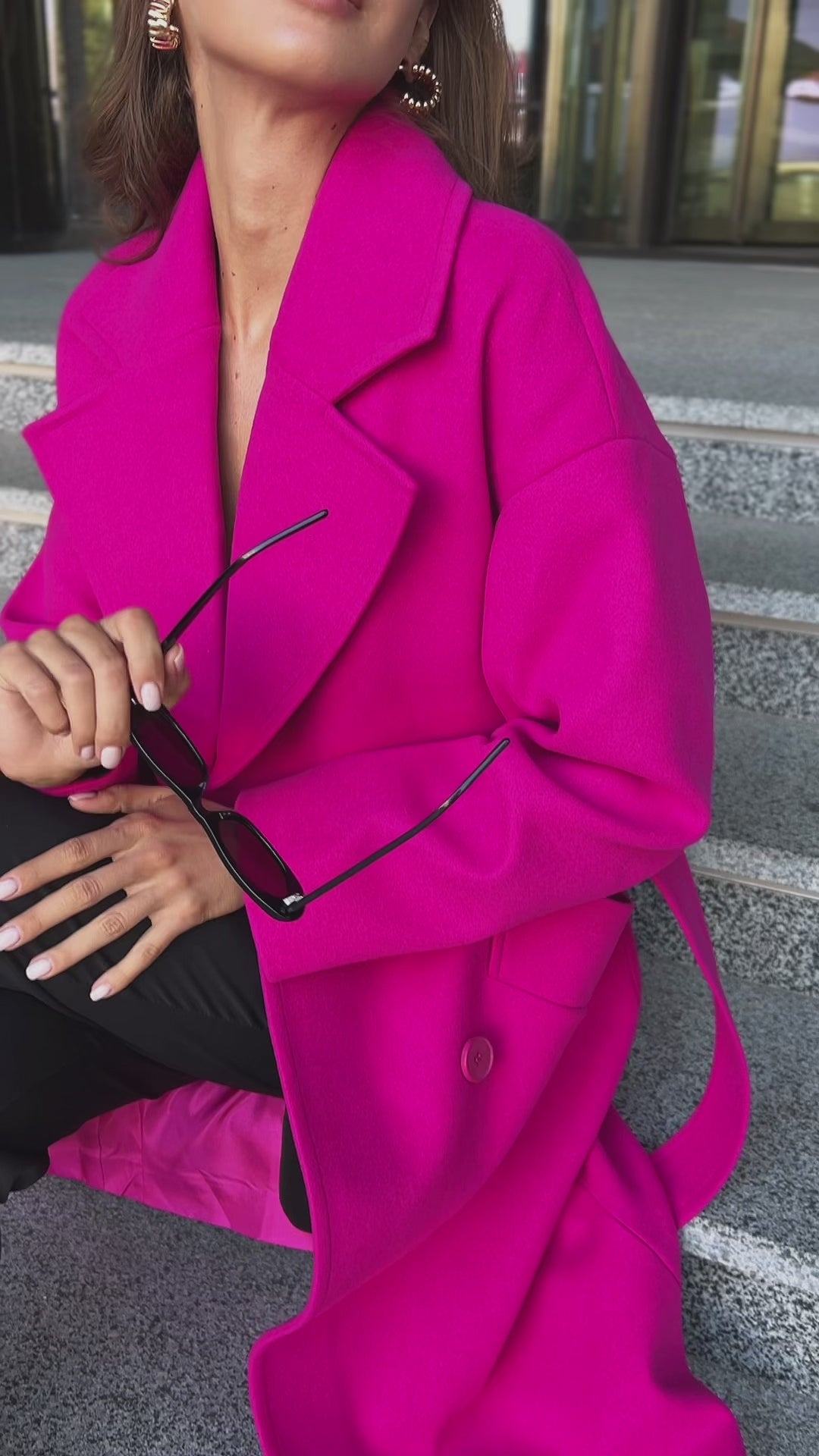 Munich Buttoned Coat Hot pink
