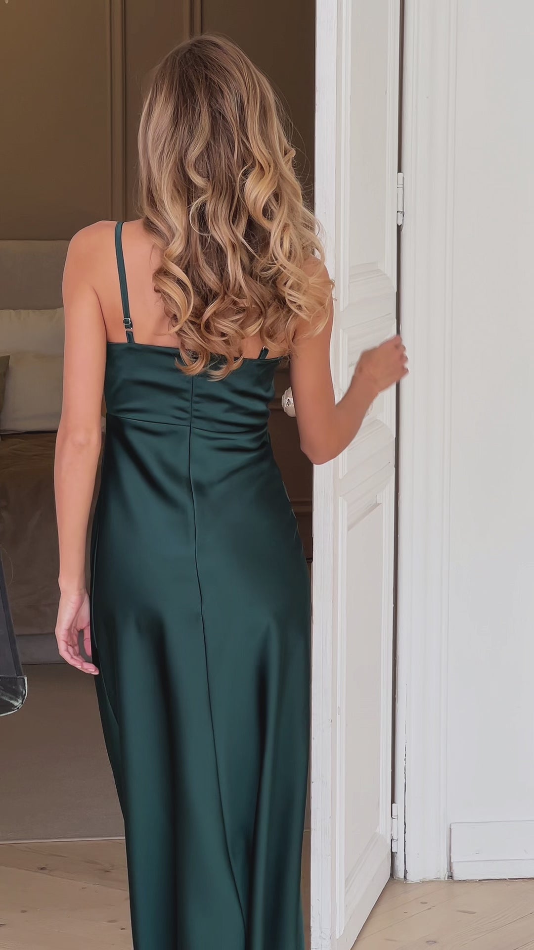 Bogemia Silk Slip Dress Emerald Green