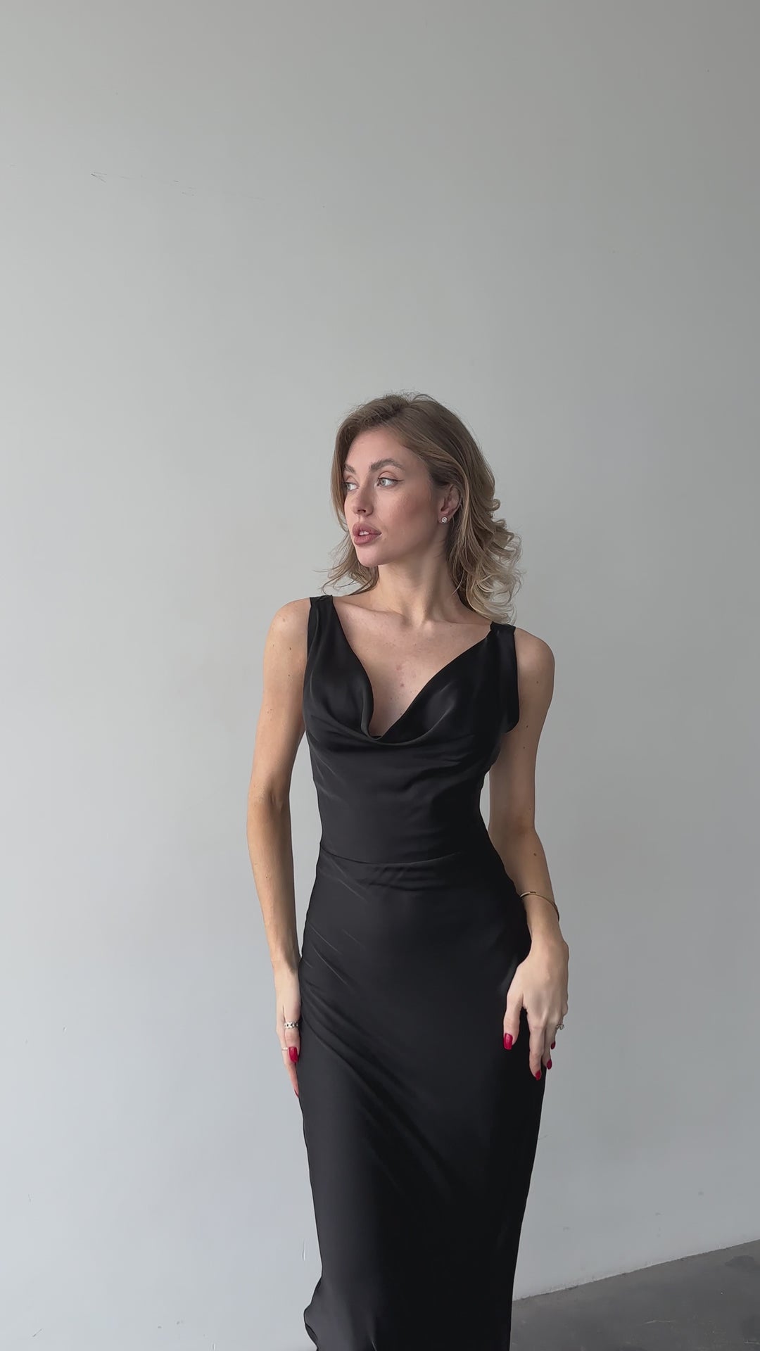 Angel Maxi Silk slip Dress Black