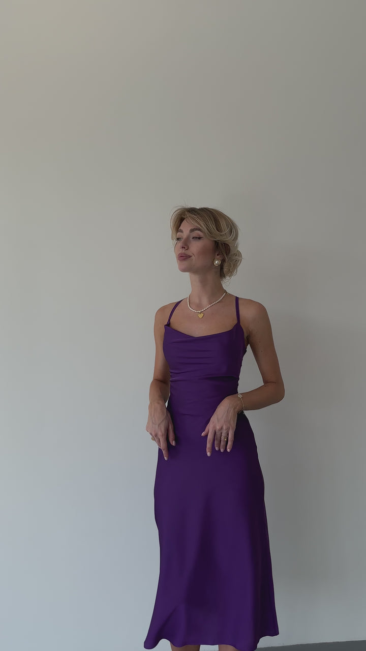 Ninel Silk Slip Dress Purple