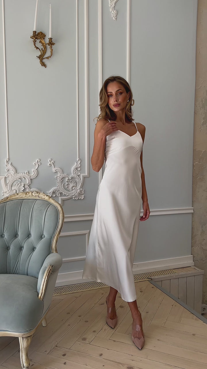 Bogemia Silk Slip Dress White